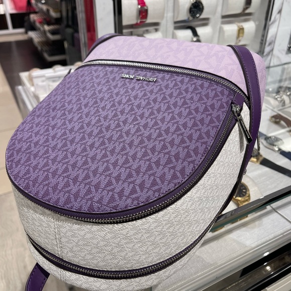 MICHAEL KORS Rhea Medium Zip Color-Block Signature Logo Backpack
Dark Purple NWT - Picture 7 of 16